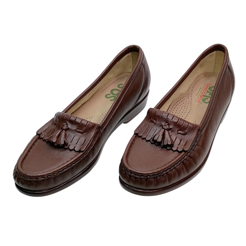SAS Kiltie Tassel Loafers Women Size 7.5 N Brown Leather Tripad Comfort Slip On